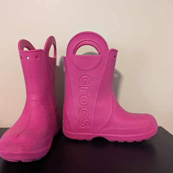 CROCS Kids Fuchsia Rain Boots - Picture 1 of 3
